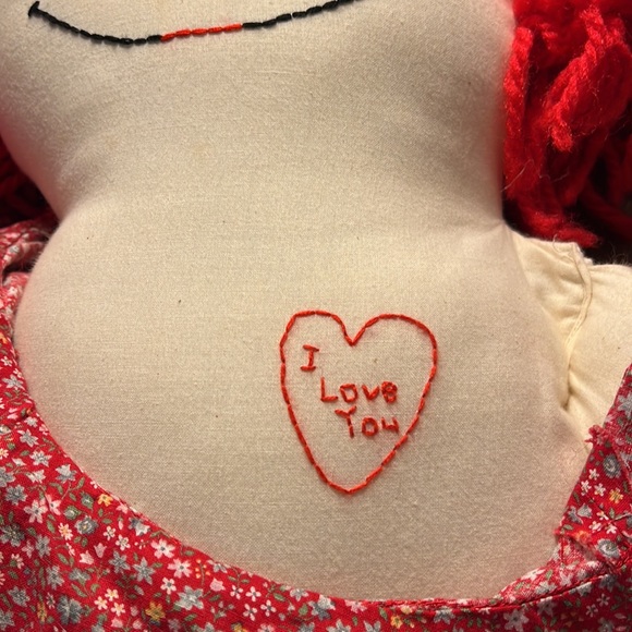 Vintage Raggedy Ann Andy Doll Large Approx. 3 Feet Tall Rare I Love You Heart - Picture 5 of 16